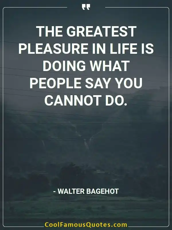 The greatest pleasure in life is doing what... inspirational quotes - Image for quote : The greatest pleasure in life is doing what people say you cannot do.