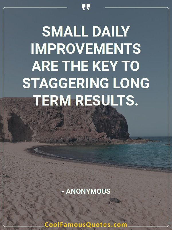 Small daily improvements are the key to staggering long term results.