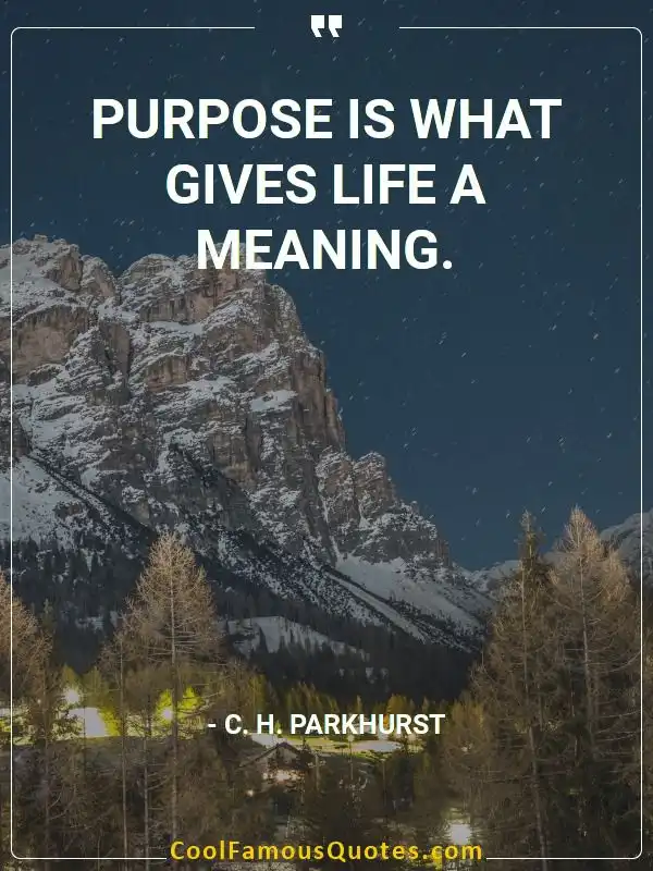 Purpose is what gives life a meaning. inspirational quotes - Image for quote : Purpose is what gives life a meaning.