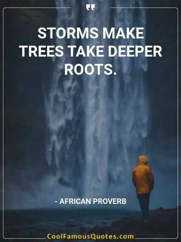 Storms make trees take deeper roots. inspirational quotes - Image for quote : Storms make trees take deeper roots.