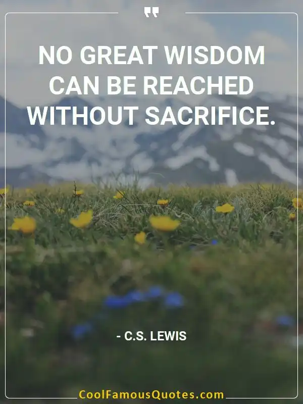 No great wisdom can be reached without sacrifice. inspirational quotes - Image for quote : No great wisdom can be reached without sacrifice.