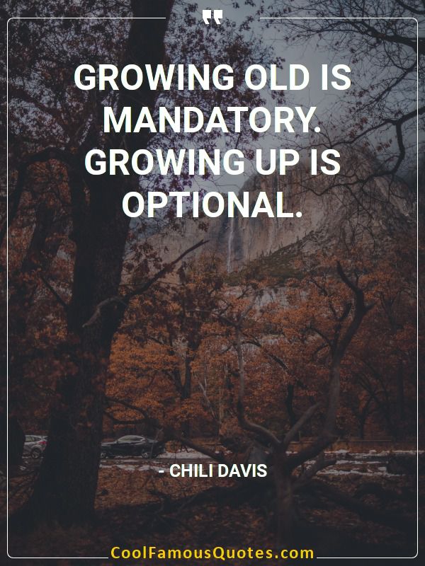 growing old is mandatory growing up is optional explanation