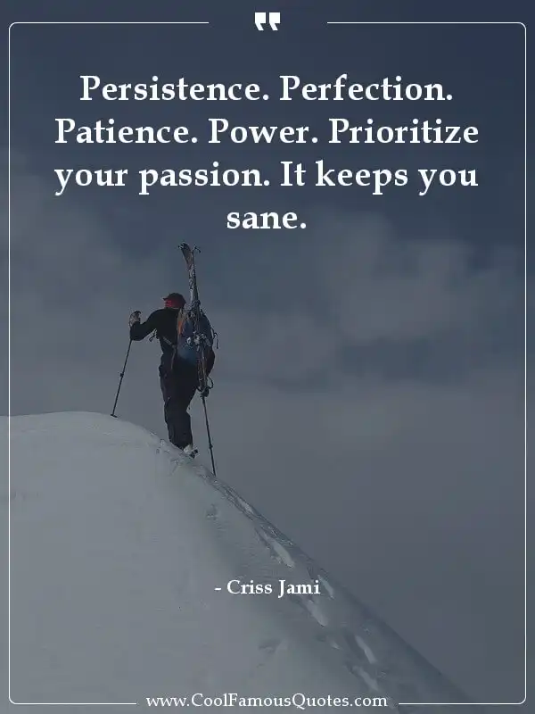 Persistence. Perfection. Patience. Power.... inspirational quotes - Image for quote : Persistence. Perfection. Patience. Power. Prioritize your passion. It keeps you sane.