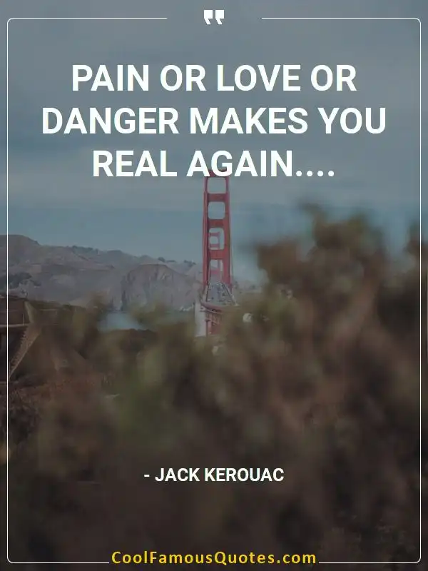 Pain or love or danger makes you real again.... inspirational quotes - Image for quote : Pain or love or danger makes you real again....