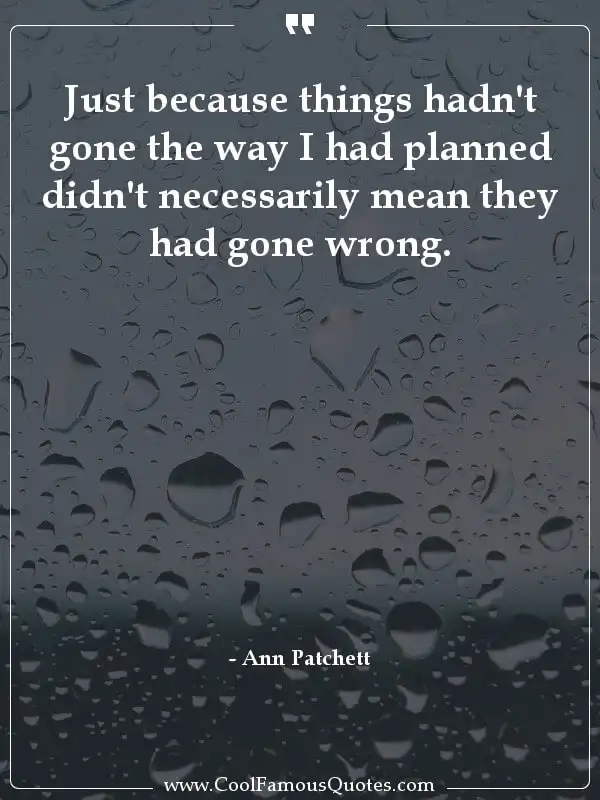 Just because things hadn't gone the way I had...  inspirational quotes - Image for quote : Just because things hadn't gone the way I had planned didn't necessarily mean they had gone wrong.