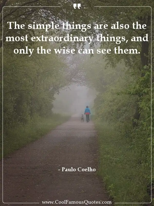 The simple things are also the most... inspirational quotes - Image for quote : The simple things are also the most extraordinary things, and only the wise can see them.