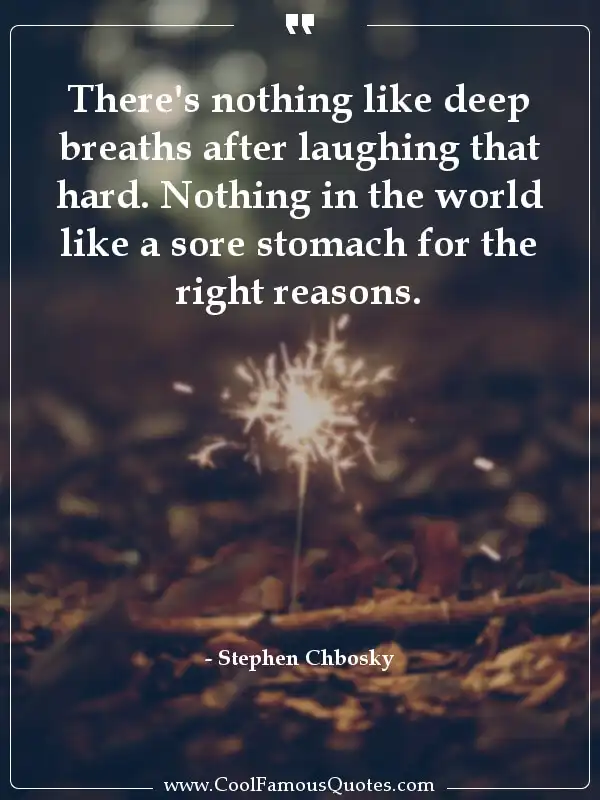 There's nothing like deep breaths after...  inspirational quotes - Image for quote : There's nothing like deep breaths after laughing that hard. Nothing in the world like a sore stomach for the right reasons.