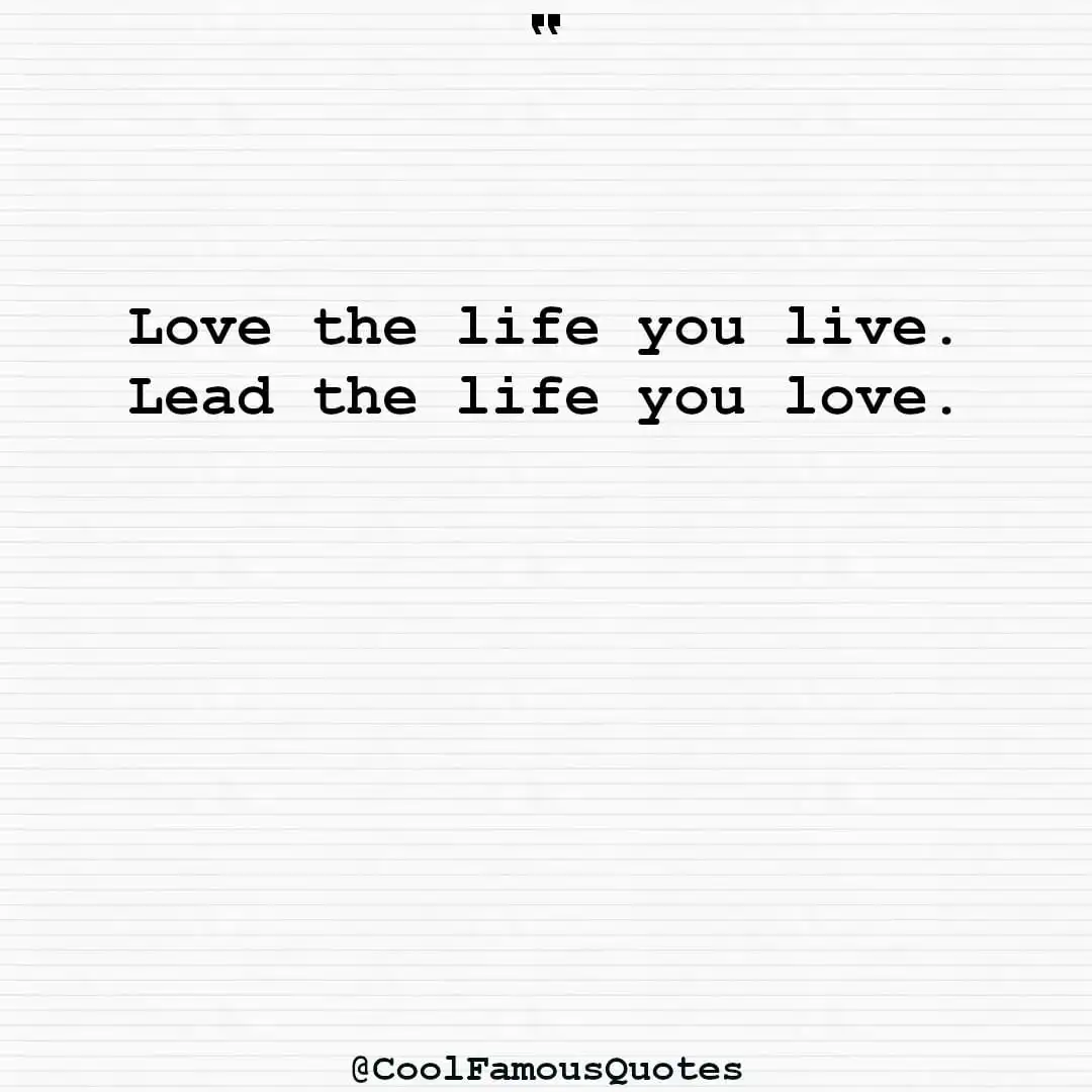 smart quotes,  life quotes, short quotesLove the life you live. Lead the life you love.