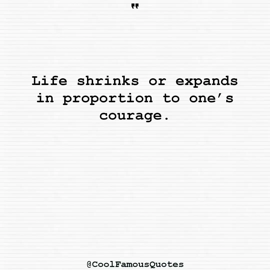 smart quotes,  life quotes, short quotesLife shrinks or expands in proportion to one’s courage.